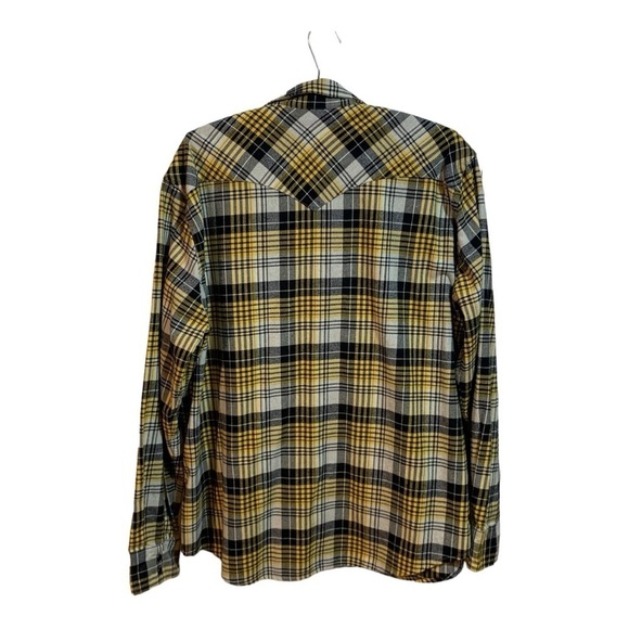 Levi's Snap Button Yellow & Black Plaid Flannel Shirt - XL - Picture 2 of 11